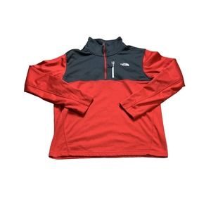 The North Face Sweater Medium Red Mens Pullover 1/4 Zip Outdoors Long Sleeve